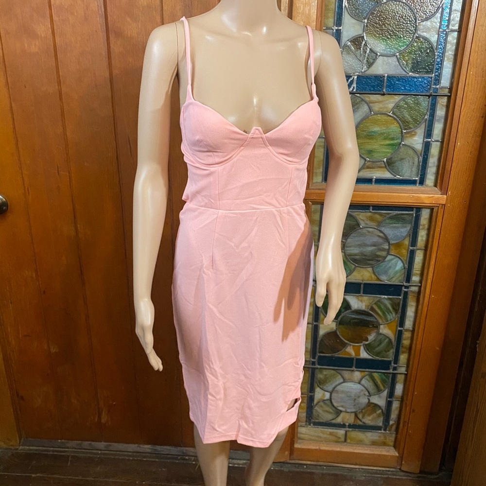 Light Pink Strappy Bodycon Midi Dress